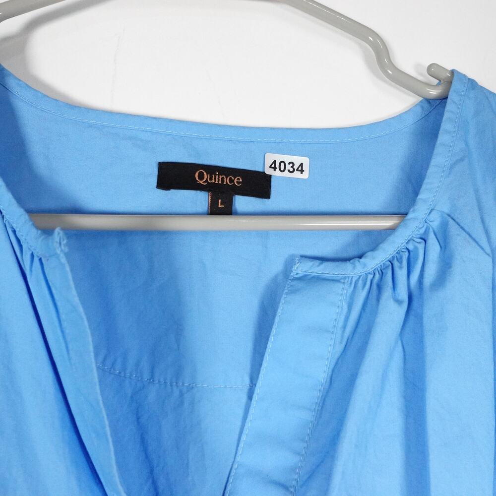Quince Sz Large Organic Cotton Tiered Mini Dress Cornflower Blue 4034-19 - Picture 4 of 6